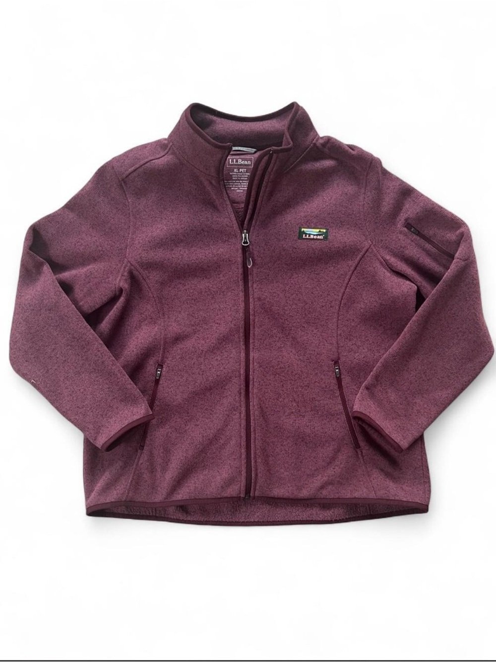 L.L. Bean Womens Sweater Fleece Jacket XL Petite Heathered Plum Full Zip